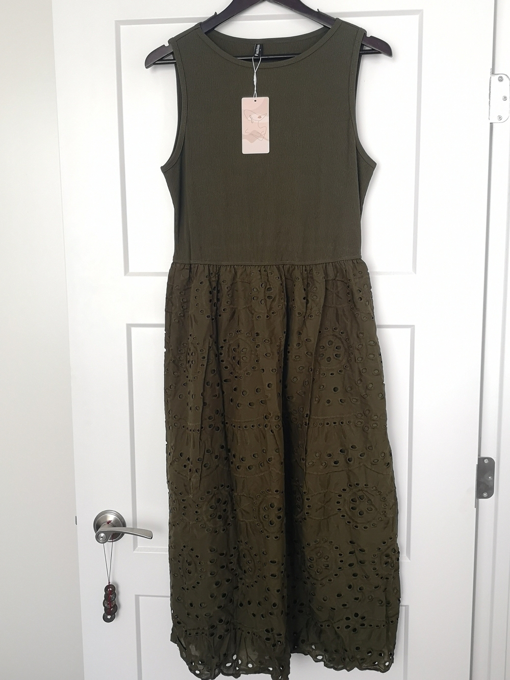 Olive Eyelet Maxi Dress